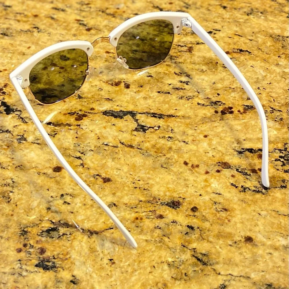 Kids Retro Fashion White Half Frame Flash Mirror Lens Sunglasses Mirrored Shades